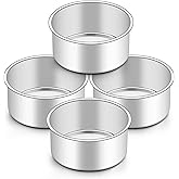 Onader 4 Inch Mini Cake Pan Set of 4, Stainless Steel Round Baking Smash Cake Pan Tin for Birthday Wedding, Small Size & 2 Inch Deep