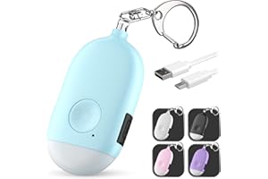 Rechargeable Self Defense Keychain Alarm – 130 dB Loud Emergency Personal Siren Ring with LED Light – SOS Safety Alert Device Key Chain for Women, Kids, Elderly, and Joggers by WETEN (Blue)