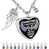 Dletay Heart Urn Necklace for Ashes Birthstones Cremation Jewelry for Ashes Stainless Steel Ash Necklace Memorial Ash Holder
