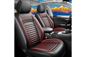 FQFZYMX Car seat Covers Compatible with Toyota RAV4 2019-2024 2025 Hybrid XLE LE SE XLE Premium, Limited Automotive Cushion Protector Replacement, Waterproof Faux Leather(Full Set, Black+Red)