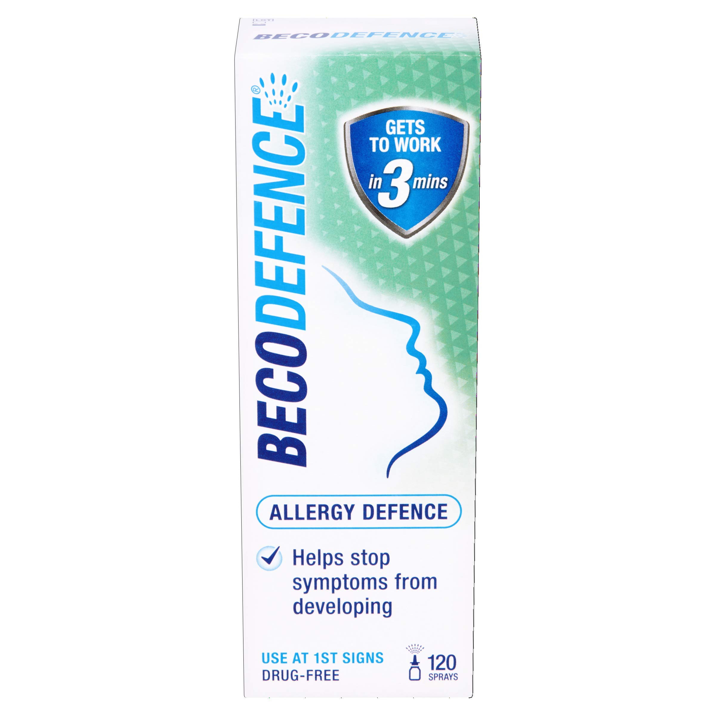 Becodefence Nasal Spray - AllergyHay Fever Defence from The First Signs of Symptoms - Gets to Work in 3 Minutes NonDrowsy 120 Sprays, 20 ml (Pack of 1)