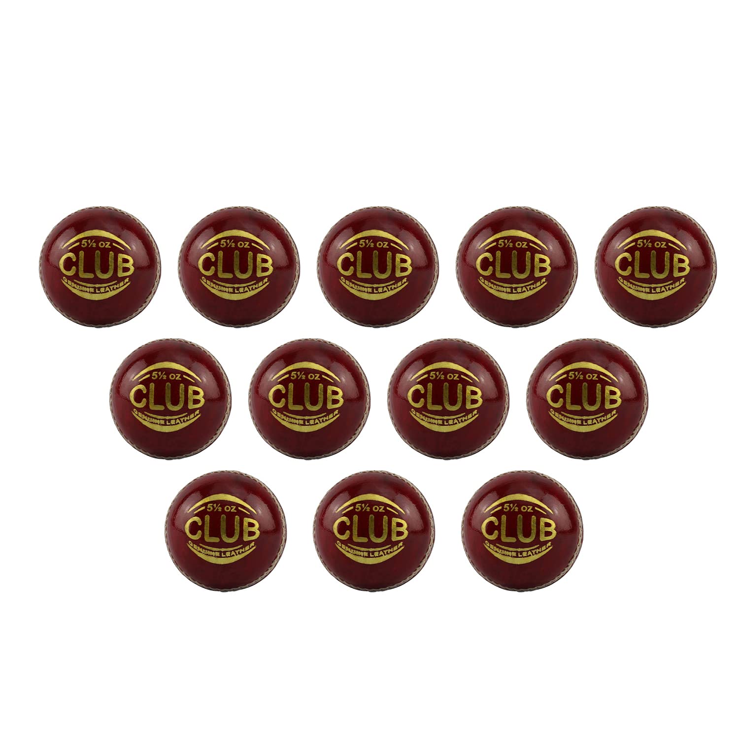 Splay Club Cricket Ball - Red 5.5 Oz 12 Pack- Made from Leather, Durable and Lasting, Suitable for Club Matches, Designed for all Level of Players