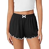 Frcdaunrs Women's Cotton Pajama Shorts Ruffle Sleep Shorts Summer Casual Pj Bottoms S-3XL