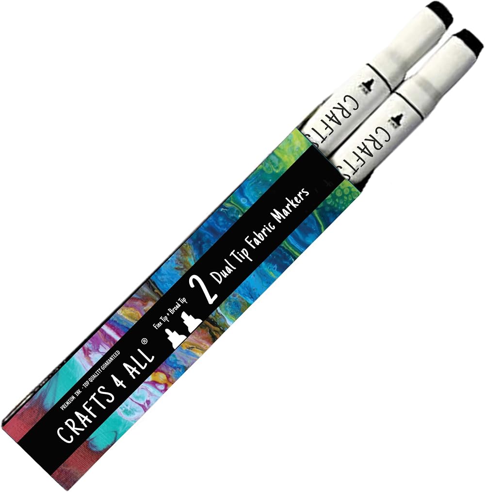 Crafts 4 ALL Fabric Markers for Clothes Pack of 2 Dual Tip No Fade Permanent