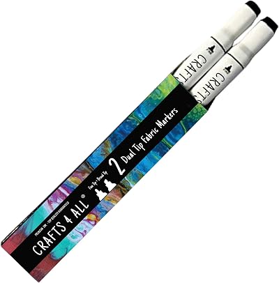 Crafts 4 ALL Fabric Markers for Clothes Pack of 2 Dual Tip No Fade Permanent