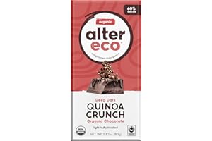 Alter Eco | Chocolate Bars | Pure Dark Cocoa, Fair Trade, Organic, Non-GMO, Gluten Free (12-Pack Dark Quinoa Crunch)
