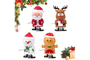 Movued 4PCS Christmas Wind Up Toys, Christmas Stocking Stuffers Wind Up Toys Christmas Toys, Jumping Walking Toys for Christmas Party Favors Goody Bag Filler
