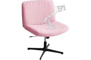 EVOLLER Criss Cross Chair Cover Pink Armless Wide Back Chair Cover Water Resistant Stretchable Slipcover for Mid Back Wide Seat Desk and Vanity Chairs Washable