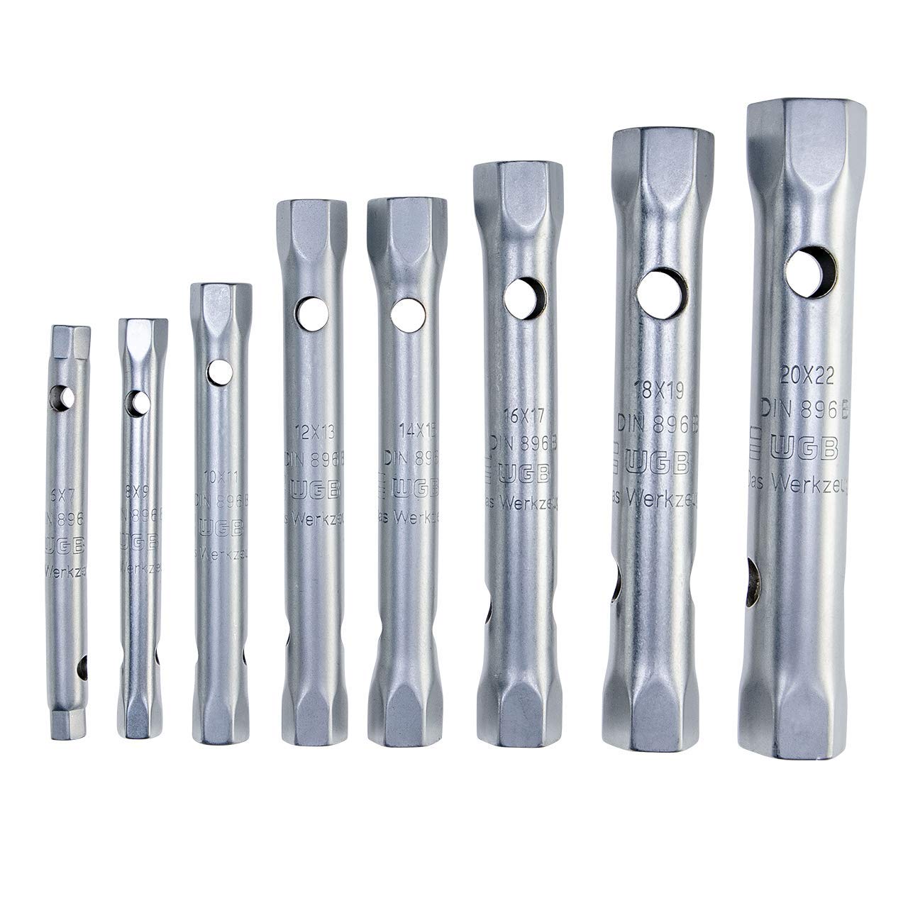 Long Double-Sided Pipe Socket Spanner Set | Suitable as Spark Plug Spanner | 8-Piece Set 6-22 mm | No.450 K | WGB