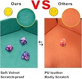 SIQUK Dice Trays Hexagon Folding PU Leather Velvet Holder 2-Pack Black Cyan view 7