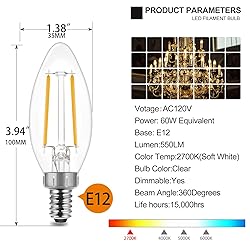B11 E12 Candelabra LED Bulbs 60 Watt