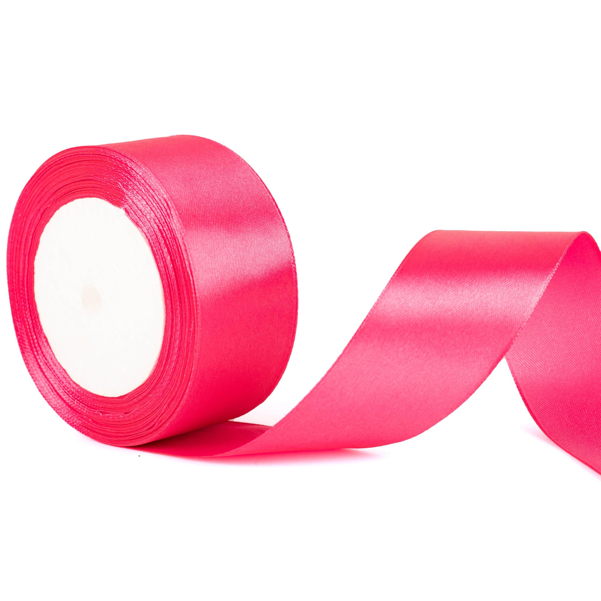 40mm Wide Hot Pink Thick Ribbon for Gift Wrapping 22m, Thick Bright Pink Ribbons Fabric Satin Ribbon for Present Wrapping Christmas Florist Bouquet Cake Hair Bow Crafting Wedding Car Decoration