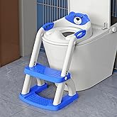 Potty Training Seat, SKYROKU Potty Training Toilet with Step Stool Ladder, for Kids Boys Girls Toddlers - Comfortable Safe Potty Seat with Anti-Slip Pads Ladder (8899+DarkBlue)