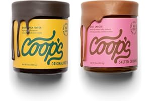 Coop's Original Hot Fudge & Salted Caramel Sauce (2- Pack): Gourmet, All Natural, Handcrafted, Gluten Free, Non-GMO, Chocolate Ice Cream Toppings, Sundae, Desserts, 10 Ounce each