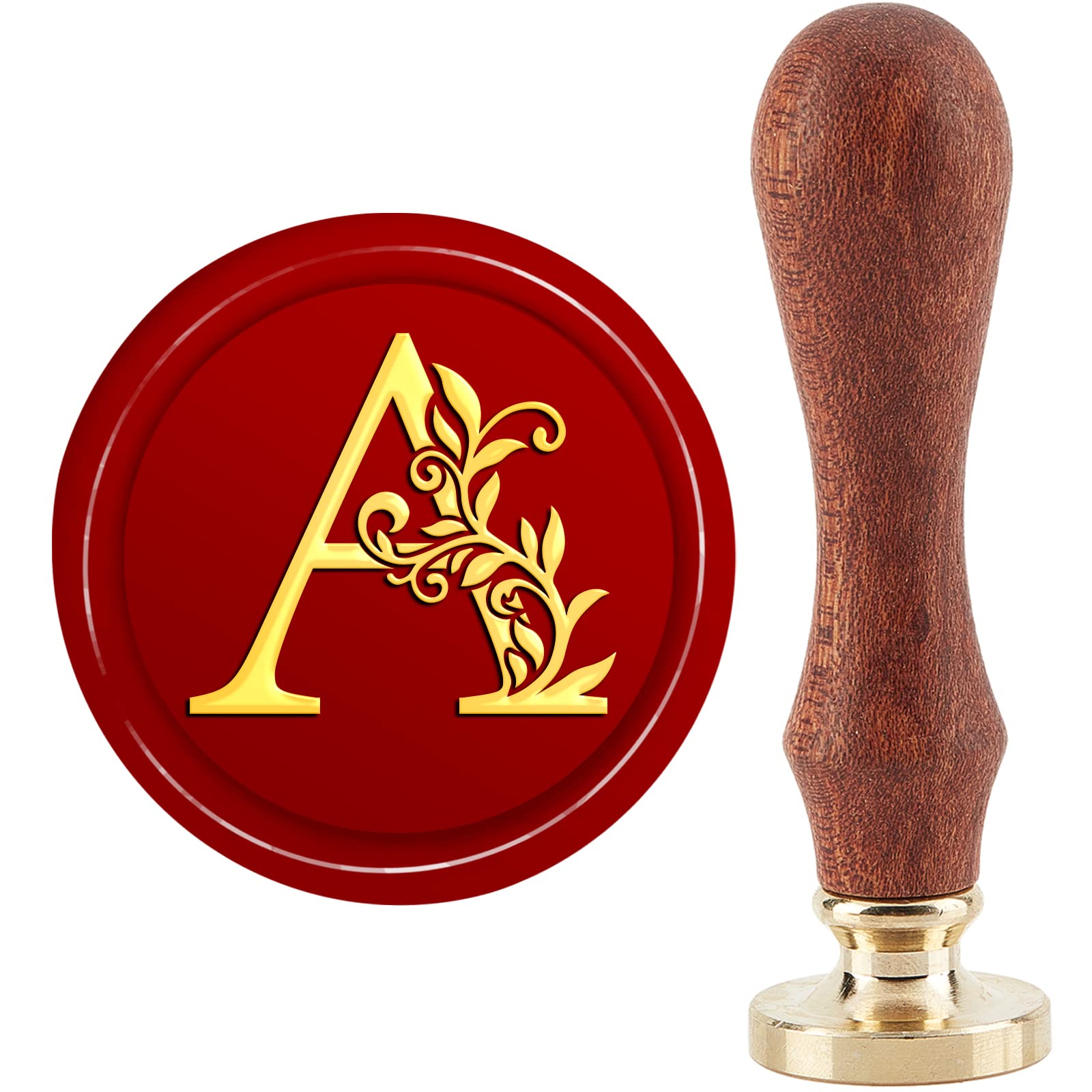 CRASPIRE Wax Seal Stamp Initials A Classic Vintage Sealing Stamp 30mm/1.18inch Removable Brass Head Sealing Stamp with Wooden Handle for Gift Invitations Greeting Cards Wrap
