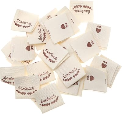 OTOTEC 200pcs Handmade Washable Labels Cotton Sewing Tags for DIY Crafts