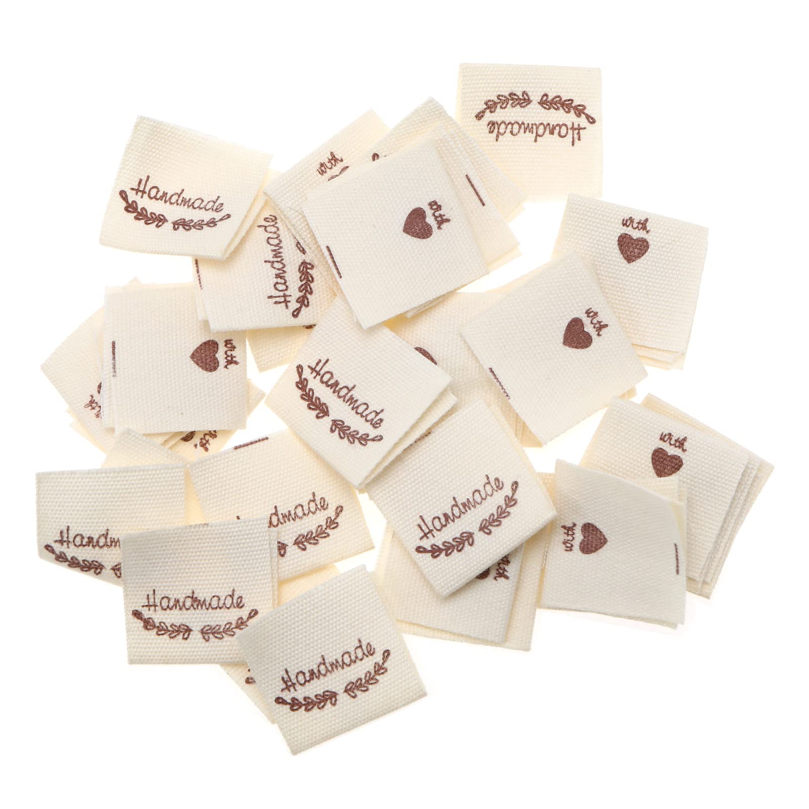 OTOTEC 200pcs Handmade Washable Labels Cotton Clothing Handmade Sewing Labels Handmade Craft Tags for DIY Textile Knitting Sewing And Garment Decoration -A
