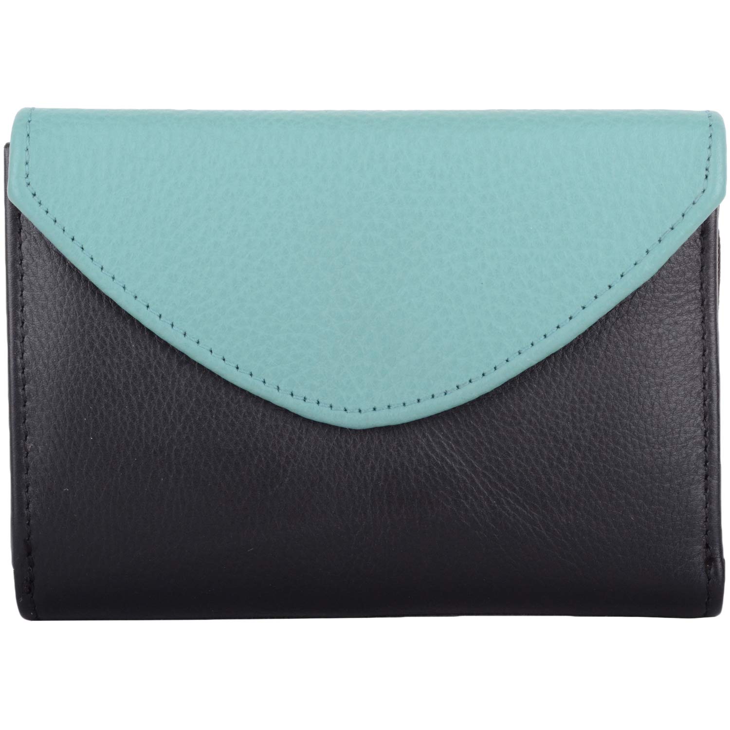 Valita Womens Soft Leather RFID Protected Multi Functional Purse with Colour Block Panel - Black/Jade
