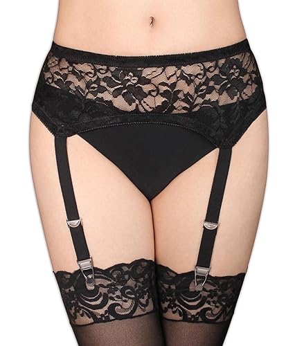 GARGALA Black Sexy Lace Garter Belt for Thigh High Stockings