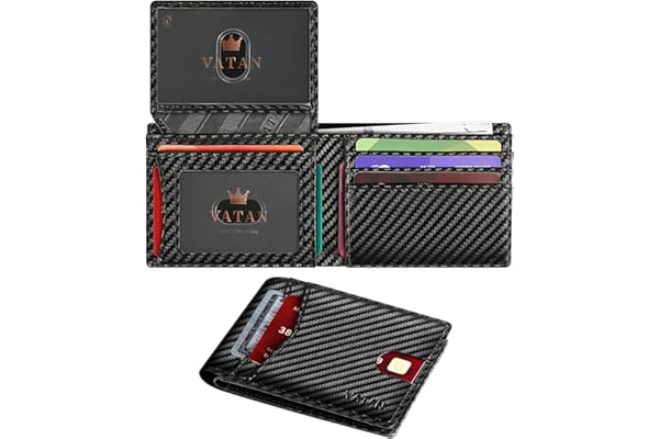 VATAN Wallet for Men Slim RFID Blocking Leather Credit Card Holder Wallet for 15 Cards, Bifold Minimalist Thin Wallet with 2