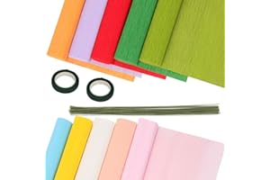 Glarks 10 Colors Wide Crepe Papers Rolls Kit for DIY Flower Making, Include 10 Rolls 9.84in x 8.2ft Crepe Paper Sheets, 50pcs