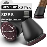 MAYZOLOP 32PCS Chair Leg Floor Protectors 0.75in Small Black with Felt Pads