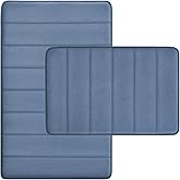 RUN HELIX Bathroom Rugs Set 2 Piece Memory Foam Bath Non-Slip Bath Mat,Washable Room Mats,Absorbent Shaggy Rugs Super Soft Kitchen Mats, Batroom Carpets for Bathroom,Tub,Shower Home Decor（Dark Blue）