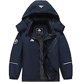 QUCOOM Boy's Winter Snow Coat Kids Warm Ski Jacket, Waterproof Fleece Snowboard Jackets Windproof Outdoor Hooded Raincoat