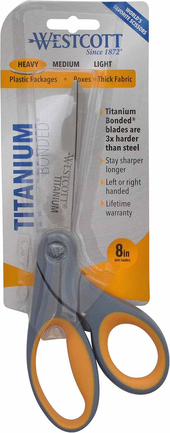 Westcott Titanium Bonded Scissors, 8" Bent : Office Products