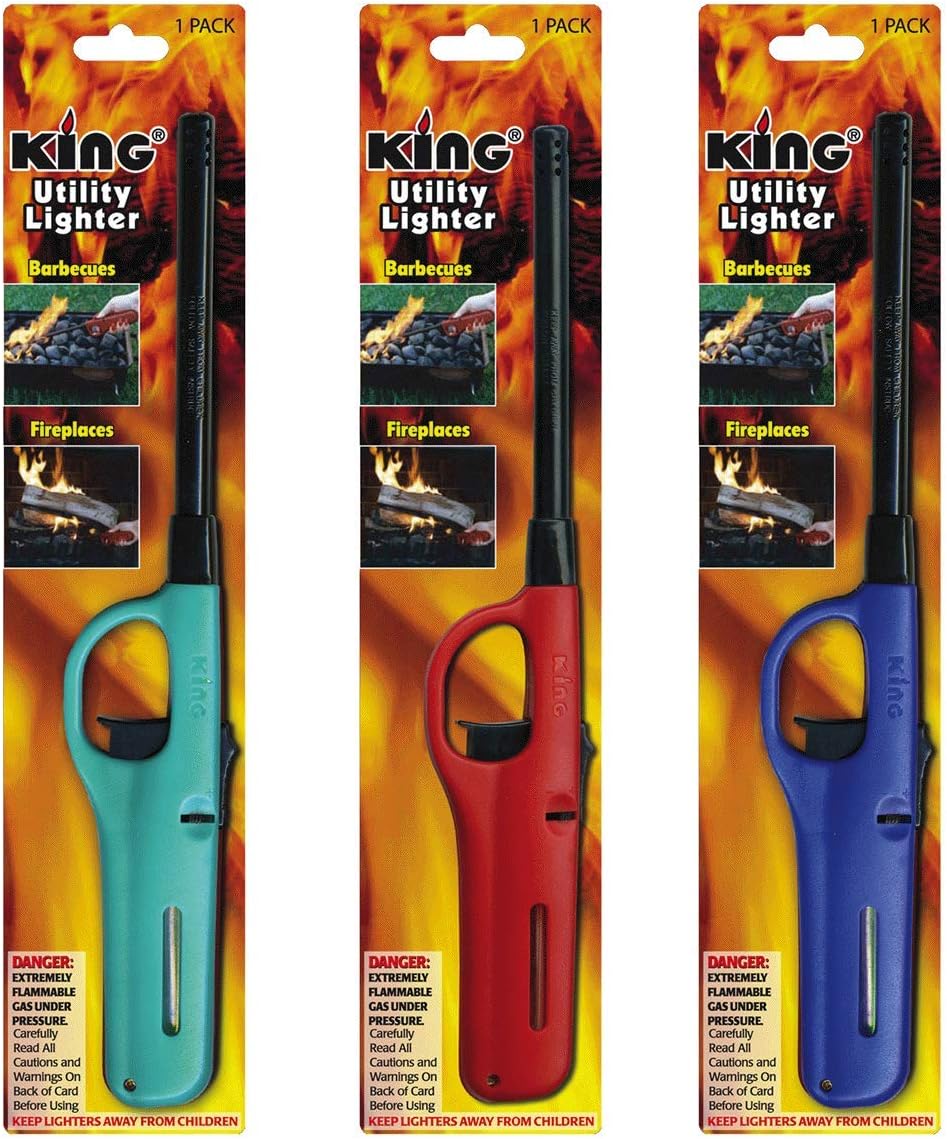 3 Pack King BKOU172 Multi Utility Lighter Assorted Colors: Home & Kitchen