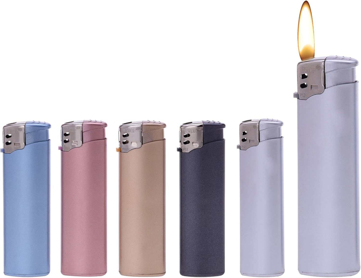 5 x Cool Metallic Super Slim Refillable Cigarette Lighter & Tigerbox