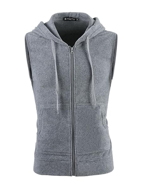 gray sleeveless hoodie