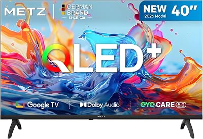 40 Pollici Smart TV con Google TV Televisore LED, Gen 6 QLED +, HDR 10 Dolby Audio Bluetooth 5,1 EyeCare DVB-T/T2/C/S/S2 Ci+ HEVC Main10, 1.5GB RAM Upgrade (40MQH7000Y, 2026 Nuovo Modello)