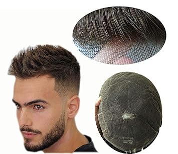 Amazon Com Natural Mens Toupee Human Hair Brown Hair Replacement