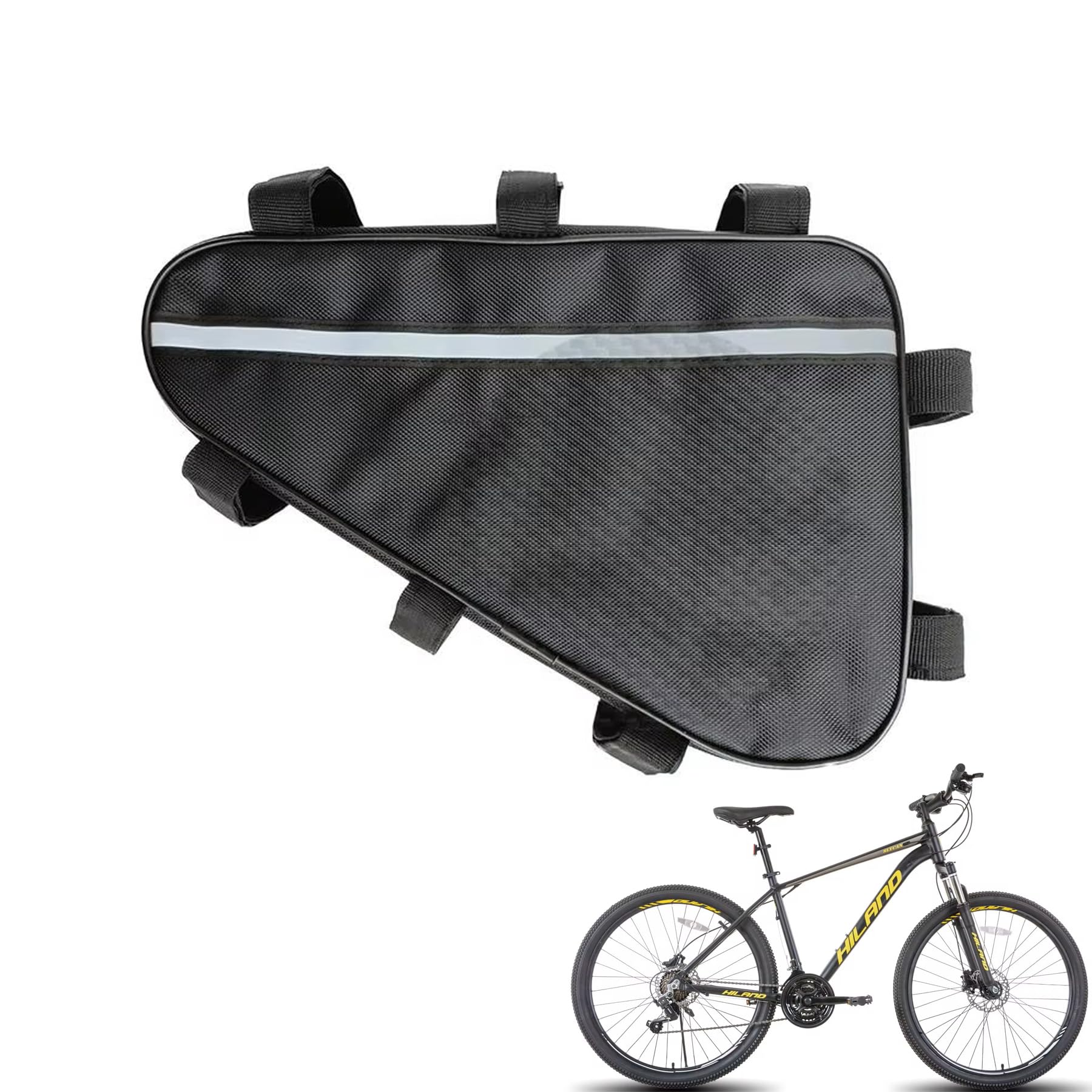 VADO VLTRA Bicycle Frame Bag, Small Size Triangle Waterproof Oxford Cloth 35 * 30 * 20cm Strap-On Reflective Bike Outdoor Cycling Storage Bag