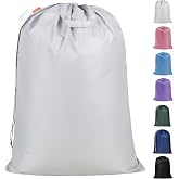 Polecasa Extra Heavy Duty Laundry Bag with Handles, Silver, 28x36" | Extra Large 3-4 Load Capacity, 50LB Heavy Duty, Name ID Tag,Hamper &amp; Basket Liner, Reinforced Stitching, Drawstring Closure