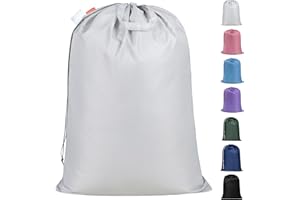Polecasa Extra Heavy Duty Large Laundry Bag with Sturdy Handles, ID Tag & Drawstring Closure, 28 x 36 inches Durable Storage Bags, Laundry Accessory for Basket, Hamper, College, Dorm, Travel, Silver