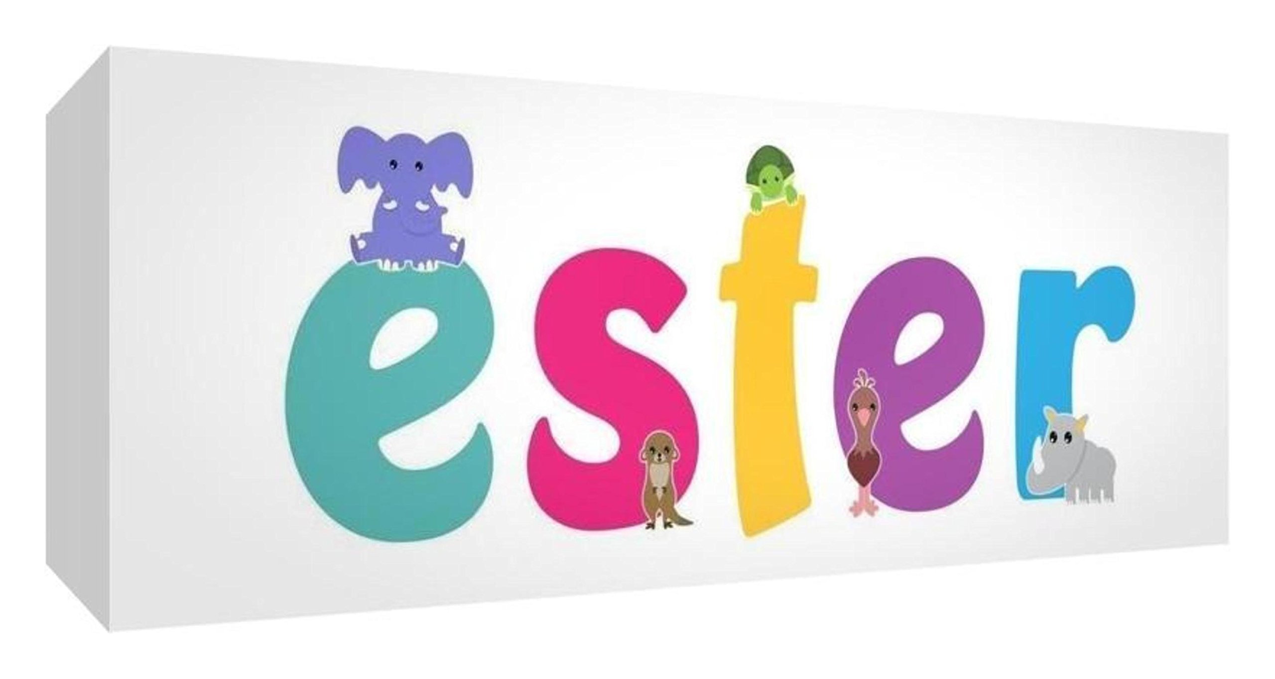 Little Helper Decorative Panel Baby/Christening Gift Idea, Drawing Girl's Personalised with Name Ester 5 x 15 x 2 cm Multi-Coloured