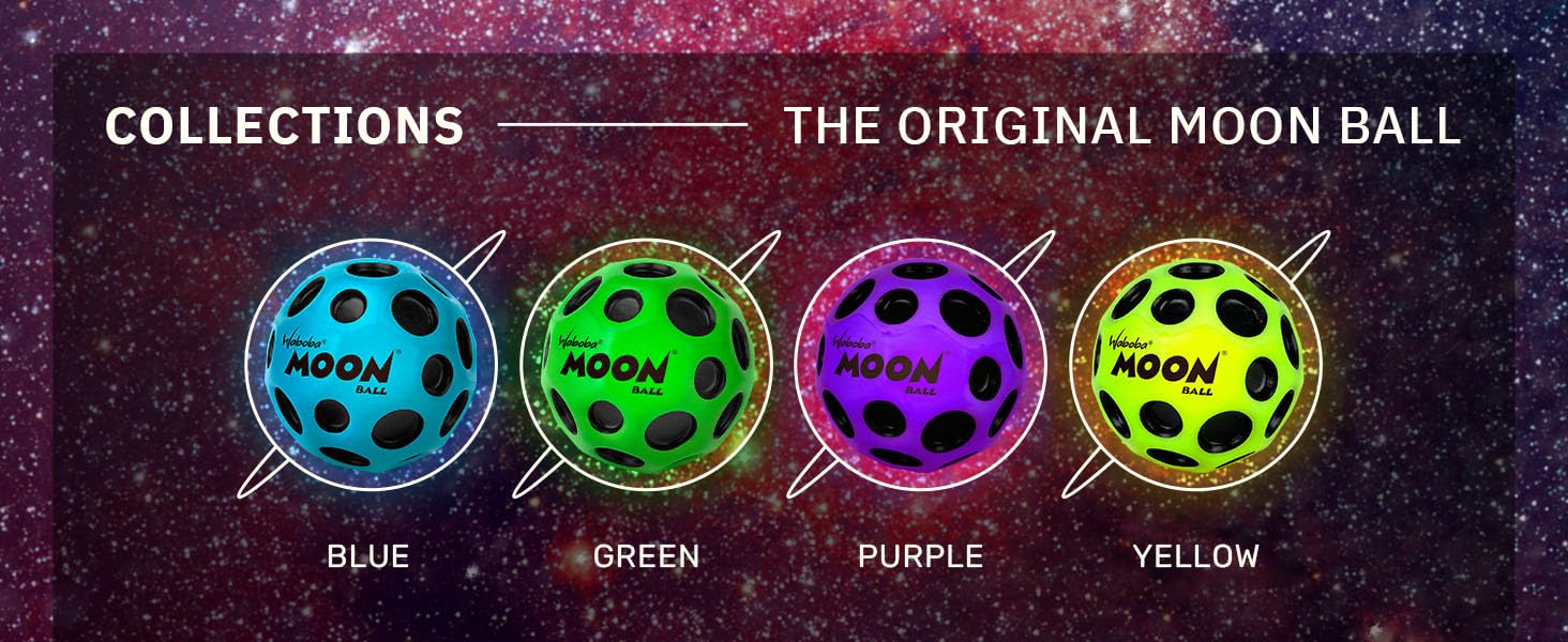 Waboba Moon Ball – am Höchsten Springender Gummiball – Patentiertes Original-Design – Ballkrater Erzeugen beim Aufprall ein knallendes Geräusch – Leicht Greifbar – Flummies für Kinder - GELB 3