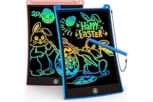 KOKODI 2 Pack LCD Writing Tablet for Kids, 8.5 Inch Colorful Doodle Board, Car Trip Travel Games Learning Toys, Erasable Drawing Pad, Birthday Gifts for Boys Girls Age 3 4 5 6 7 8(Blue & Pink)