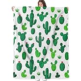 ZZNHP Green Cactus Blanket, Botanical Flannel Throw, Soft Cozy Lightweight Throws Blankets for Women Kids Girls, Minimalist Funny Home Decor for Sofa Couch Bedroom Home, 60x50 Inch