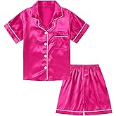 DIPUG Girls Silk Pajamas Set Satin Pjs for Kids Comfortable Nights Sleepwear
