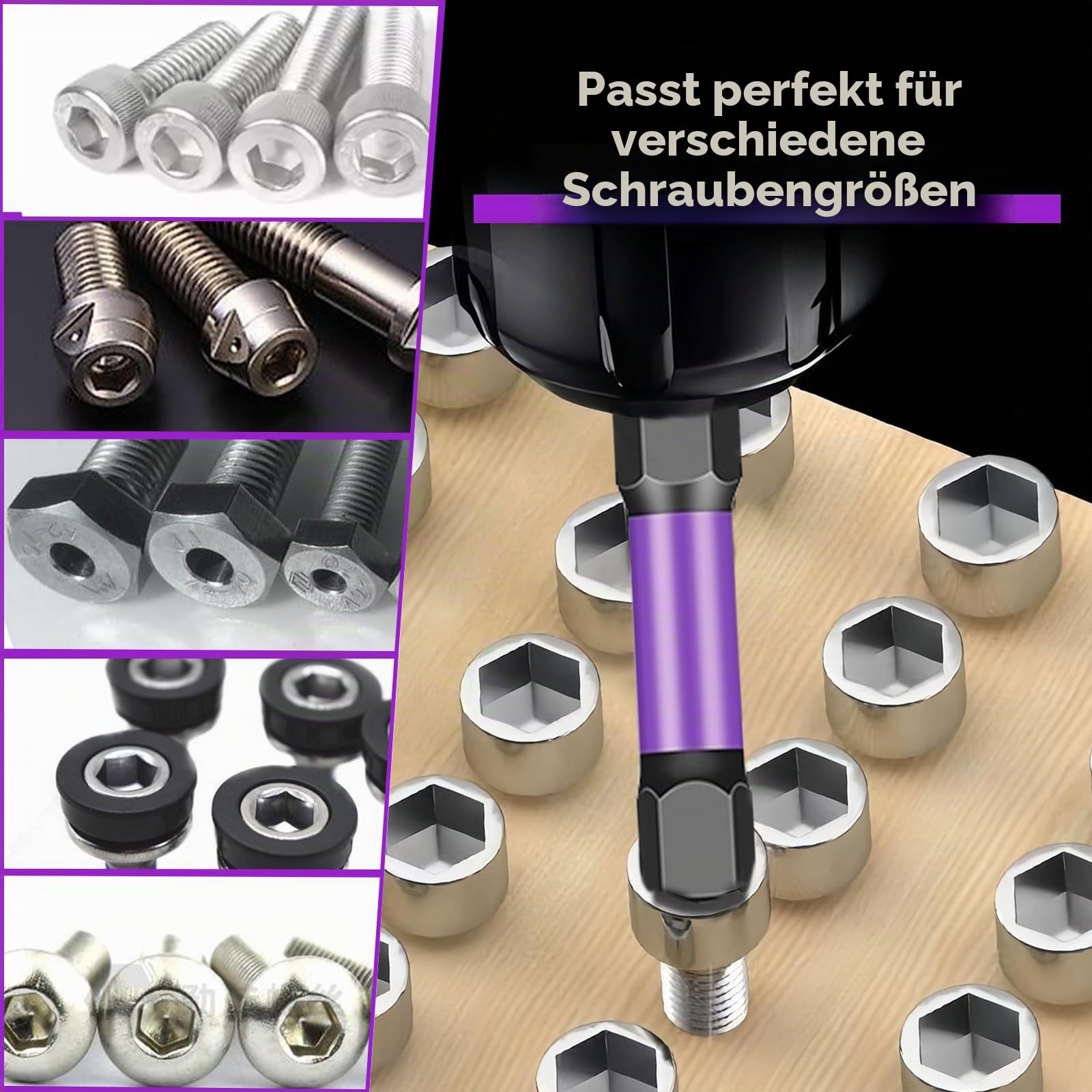 20 Stück Sechskant Bit Set (Metrisch & Kaiserlich),S2 Stahl Magnetische, Magnetische CNC-Spitzen, Hex Sechskant Schraubendreher 50mm Lang, 1/4" Hex Bits Set für Akkuschrauber mit Aufbewahrungsbox 6