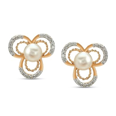 Buy Mia By Tanishq 14kt Yellow Gold Diamond And Pearl Stud