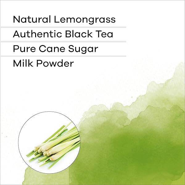QUIKTEA LEMONGRASS CHAI TEA LATTE – 10 COUNT, INSTANT HERBAL BLEND WITH NATURAL INGREDIENTS, PRESERVATIVE-FREE – JUST ADD HOT WATER
