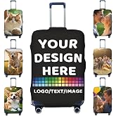 Custom Luggage Cover Personalized Suitcase Covers For Luggage With Photo Text Scratch Resistant Suitcase Cover For Travel Business，Black，Large