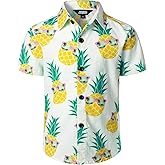 JOGAL Boy's Hawaiian Shirt Short Sleeve Floral Button Down Beach Shirt