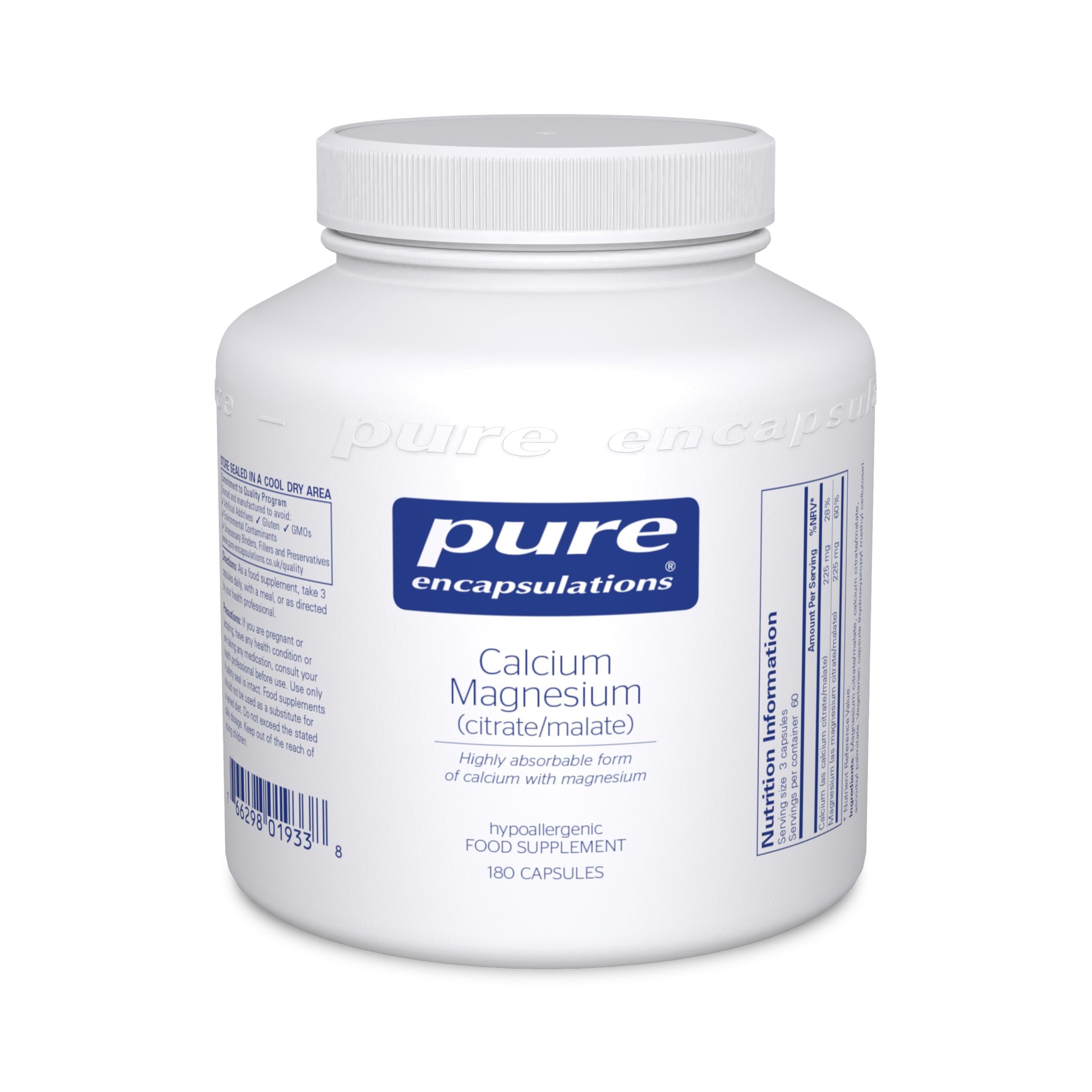 Pure Encapsulations Calcium Magnesium (Citrate/Malate) - Mineral Combination for Bones, Muscles and Nerves - 180 Capsules