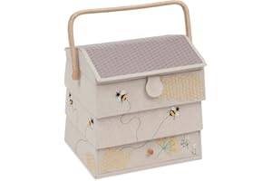 Hobby Gift Novelty Sewing Craft Hobby Storage Box, Embroidered, Bee Hive with Drawer