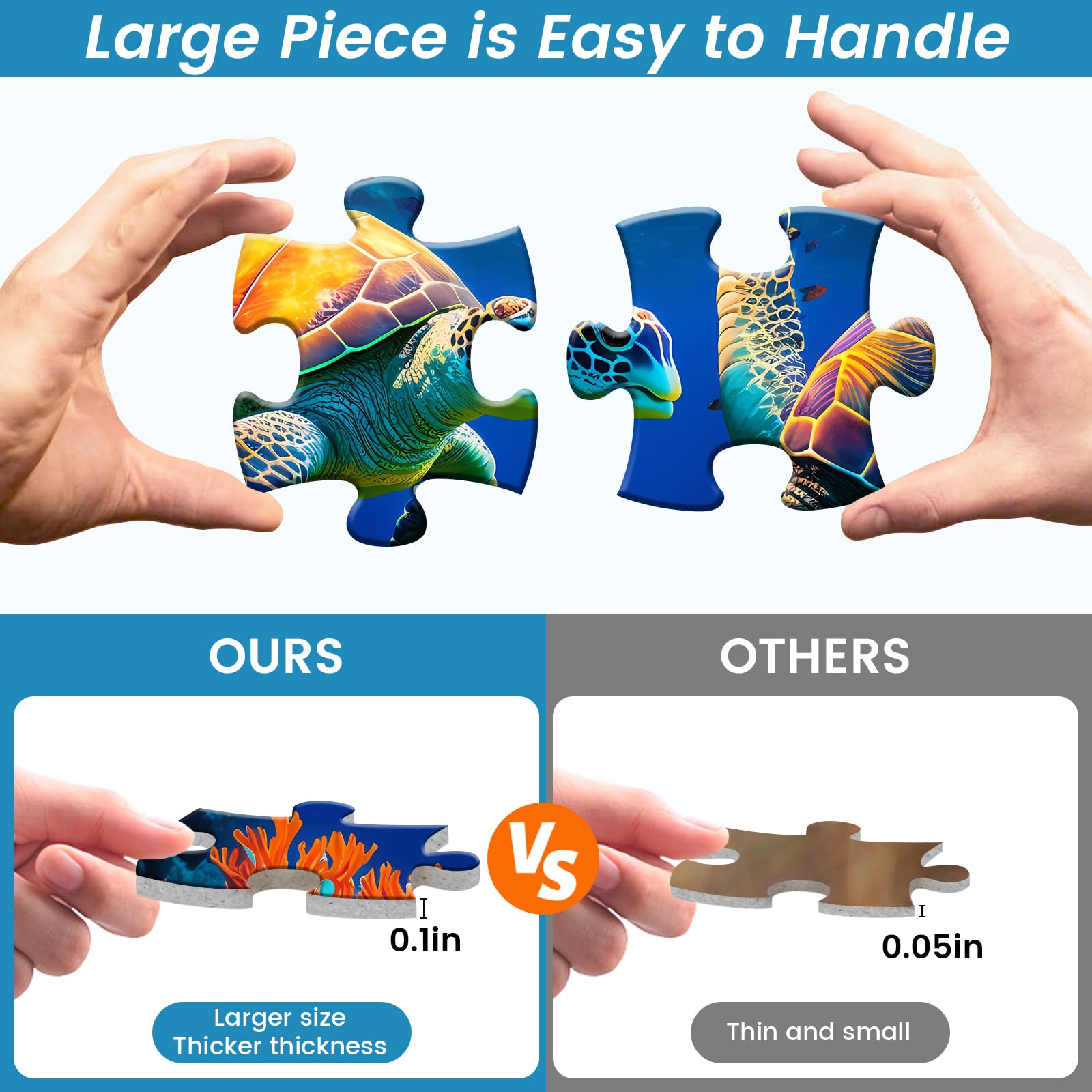 6 Pack 24 Large Piece Puzzle for Seniors Paper Dementia Puzzles for Elderly Adults Easy Puzzle Hummingbird Turtle Dog Panda Jigsaw Puzzle Activities for Elderly Seniors Gift